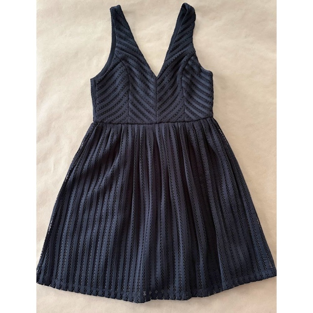 Altar'd State‎ Womens Black Eyelet Lace V-Neck Fit Flare Mini Dress Med Cocktail